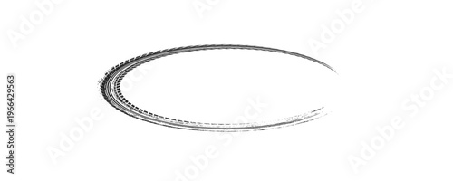 Auto tire tread grunge circle frames set. Car and motorcycle tire pattern  wheel tyre tread track. Black tyre round border. Vector illustration isolated on white background.