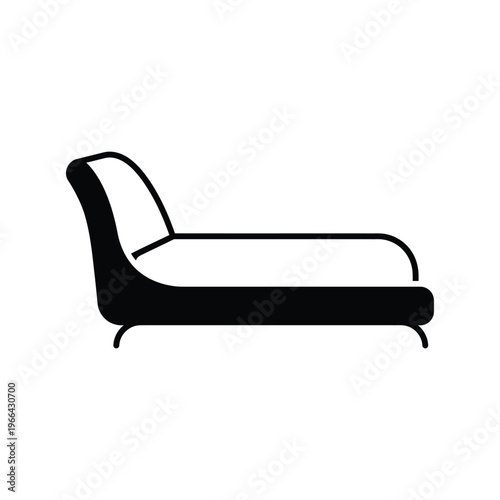 Black chaise lounge silhouette on white background furniture
