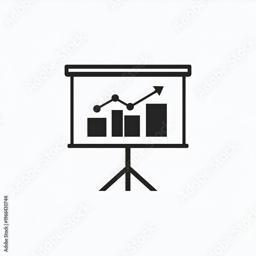 A modern presentation screen with rising bar charts and line graphs, symbolizing business growth, analytics, and professional reporting in a minimal style.