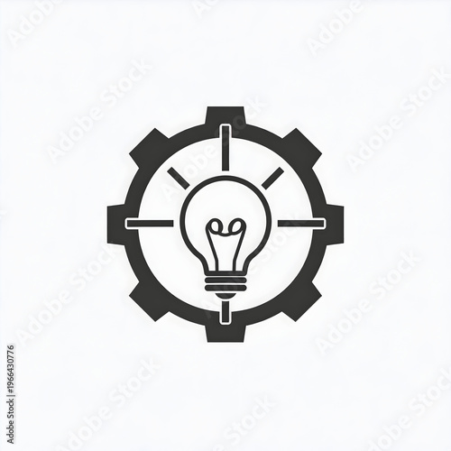 A gear combined with a light bulb icon illustrating smart solutions, engineering creativity, and problem-solving, suitable for technology and innovation concepts.