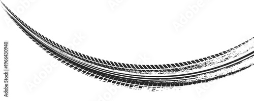 Auto tire tread grunge circle frames set. Car and motorcycle tire pattern  wheel tyre tread track. Black tyre round border. Vector illustration isolated on white background.