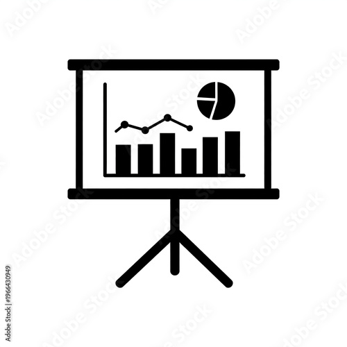A clean and minimal presentation board illustration featuring charts and graphs, perfect for business reports, analytics concepts, and modern data visualization themes.