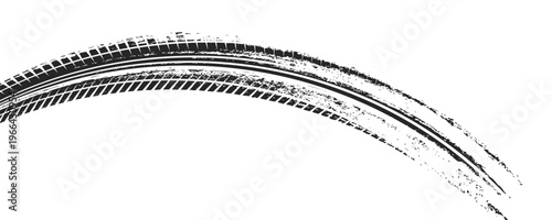 Auto tire tread grunge circle frames set. Car and motorcycle tire pattern  wheel tyre tread track. Black tyre round border. Vector illustration isolated on white background.