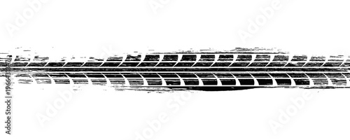 Black tire marks on road, Black rubber tire marks and tread marks, Tire trace track wheels texture and background, Auto tire tread grunge, Car wheel tyre tread track black tyre print, Top view.