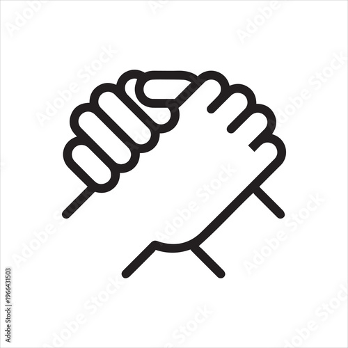 Black flat icon gesture hand of a human greeting, armwrestling