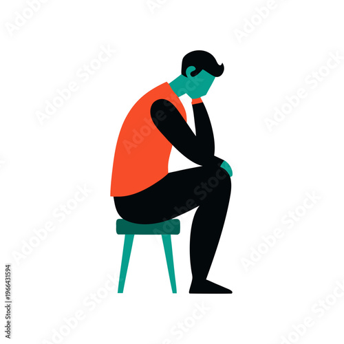Man Deep Thinking Silhouette Illustration