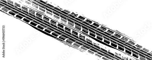 Black tire marks on road, Black rubber tire marks and tread marks, Tire trace track wheels texture and background, Auto tire tread grunge, vector Eps10,