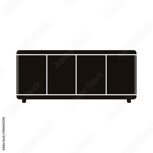 Black four door sideboard with white outlines cabinet furniture