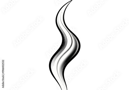 Smoke plume rises vertically in air with smooth curves and bold outline