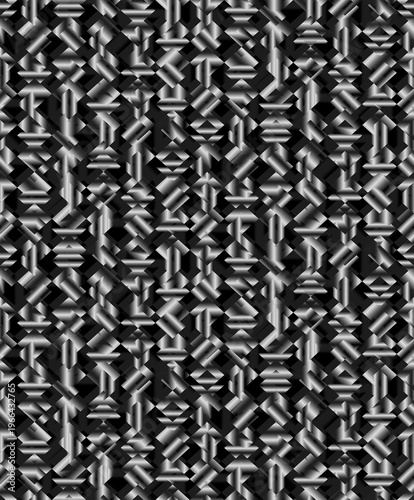 Valokuva Seamless geometric background, monotone 3D prism pattern with metallic luster