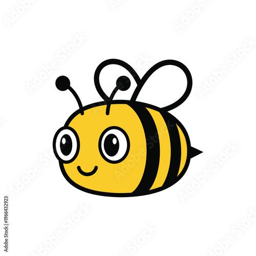 Cute Bee Cartoon Mascot Yellow Black Character Illustration