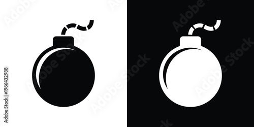 Black and white bomb on split background explosive