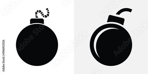 Black and white bomb with different fuse styles explosion