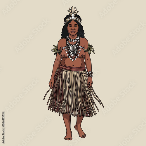Indigenous Woman in Traditional Attire, Tribal Dress, Cultural Portrait