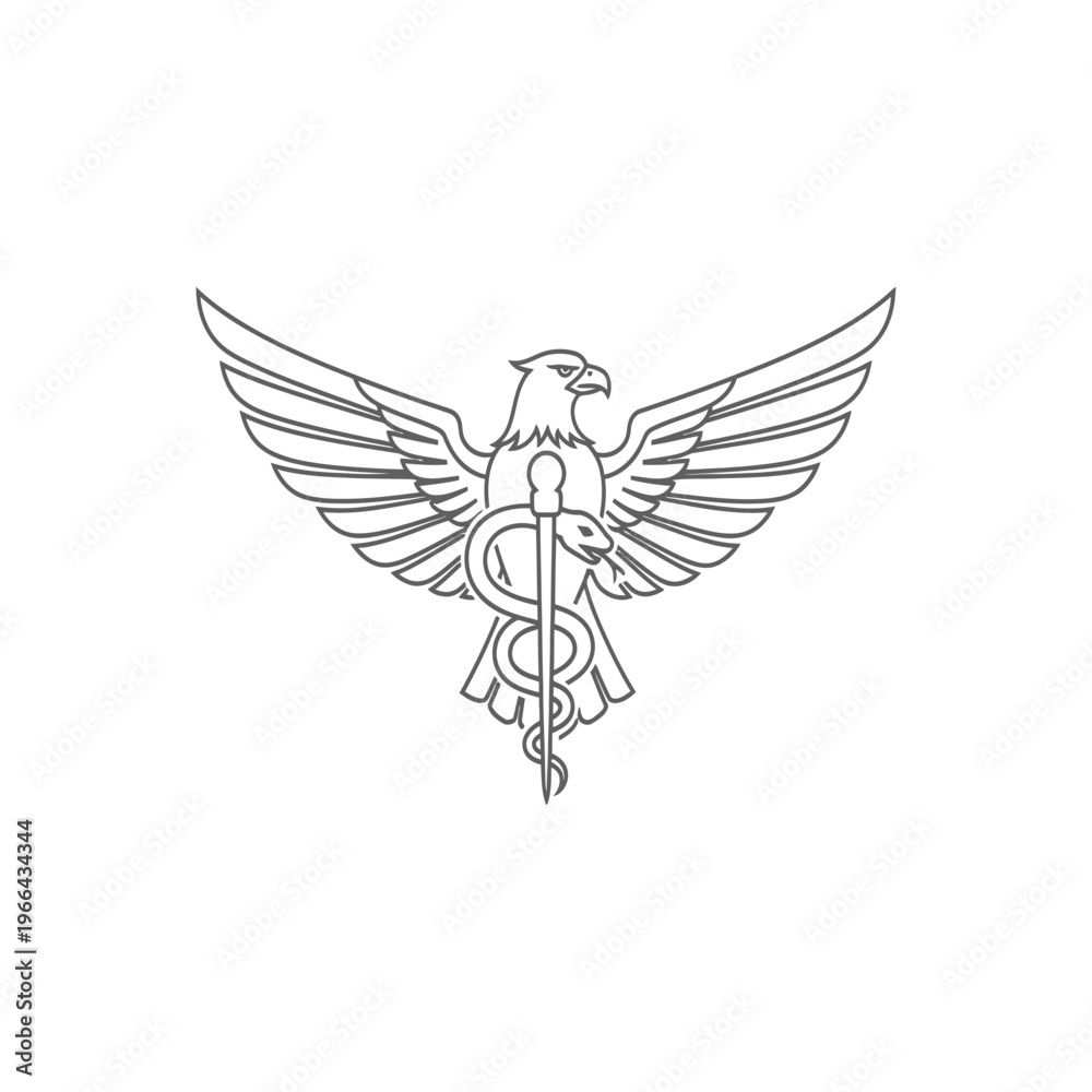Fototapeta premium Angel Wings Detailed Line Art Illustration
