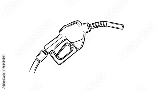 Hand Drawn Gasoline Pump Nozzle – Fuel Symbol Sketch Vector Illustration