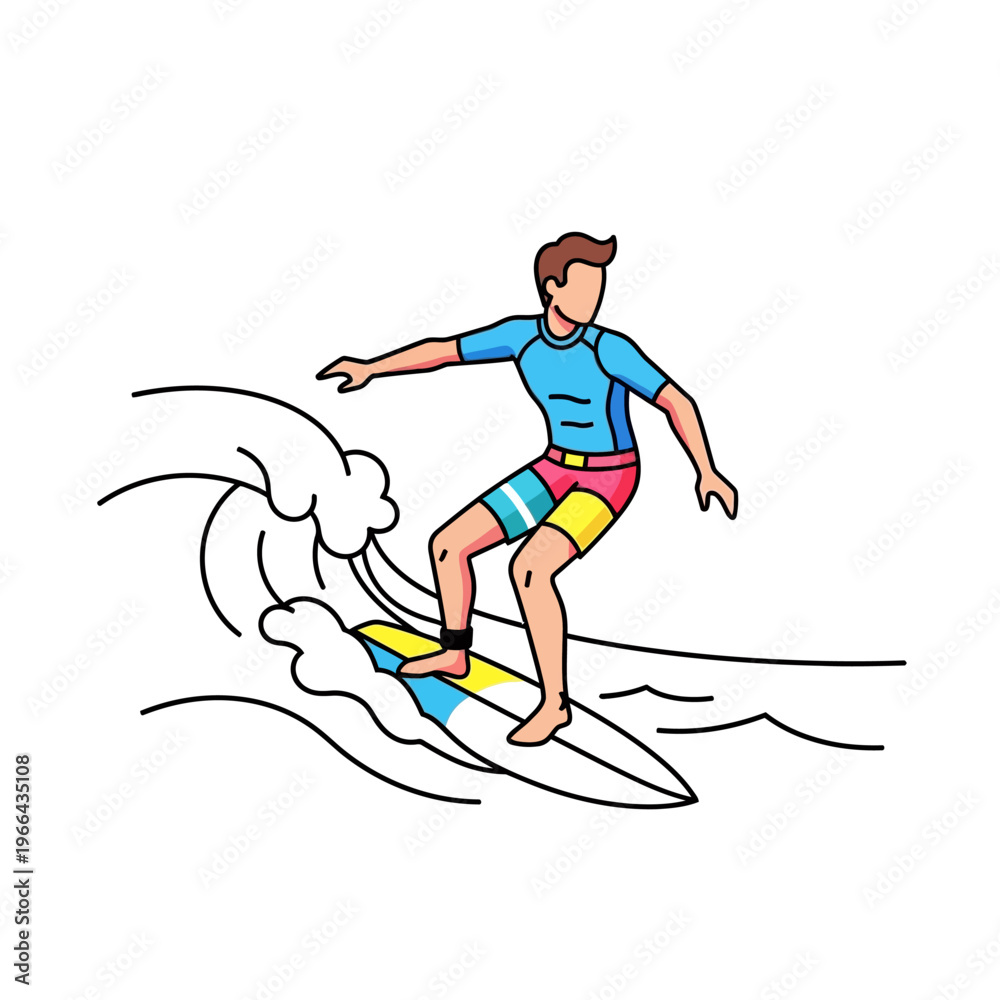 Fototapeta premium Surfer Riding Wave on Surfboard, Ocean Water Sports, Summer Beach Activity