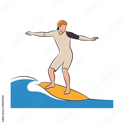 Surfer Riding Wave on Surfboard, Summer Beach Sport, Dynamic Action