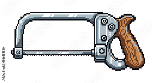 Pixel Art Hacksaw Tool Illustration.