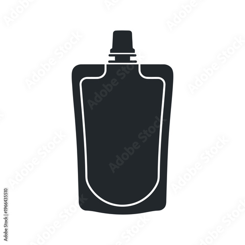 Black pouch with white outline and cap packaging flexible container