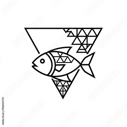 Abstract Geometric Fish Line Art Logo