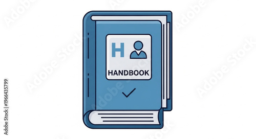 Illustrated Handbook with Human Icon and Checkmark for Guidance and Information.