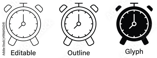 Clock line icon set. Vector illustration.
