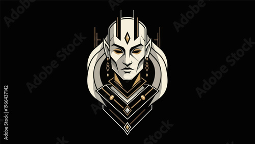 Stylized portrait with geometric details