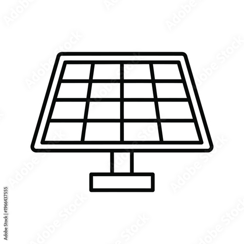 Clean line icon of a photovoltaic solar panel, representing sustainable energy solutions and environmentally friendly power generation.