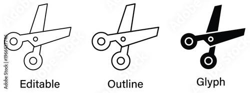 Scissors line icon set. Vector illustration.