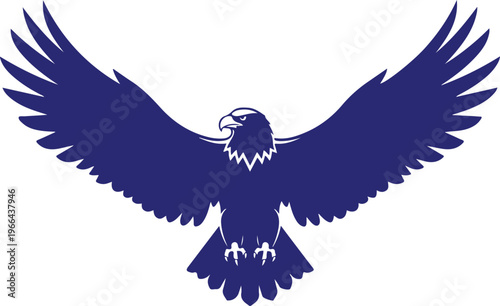 A blue eagle with its wings spread wide