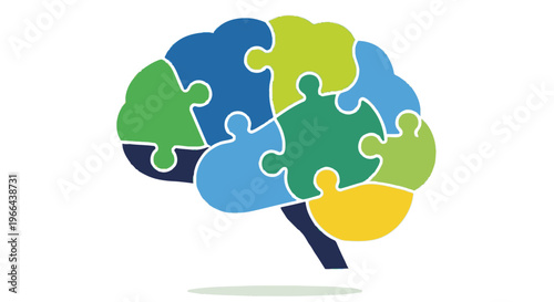 A colorful brain composed of interlocking puzzle pieces representing intelligence