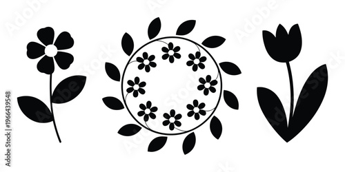 Black Floral Silhouette Vector Illustration