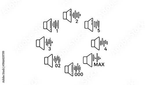 Modern outline audio volume icons collection with speaker symbols isolated on white background