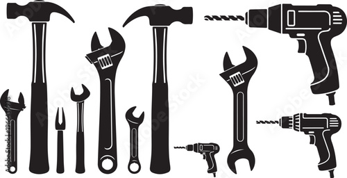 Collection of various hand tools and equipment for repair work
