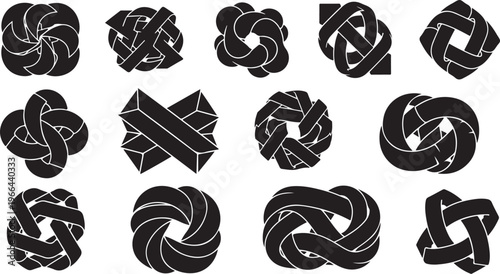Collection of black and white knot designs and patterns