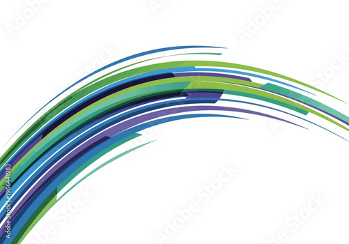 Abstract curved swoosh with dynamic movement on white background