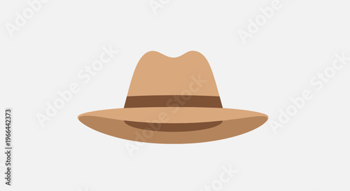 Brown hat with wide brim.