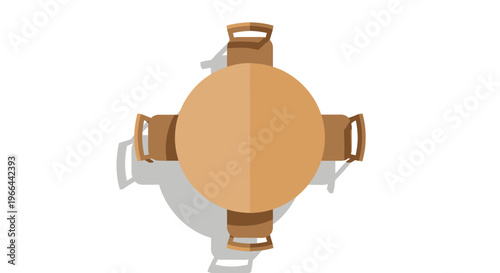 Brown wooden round dining table.