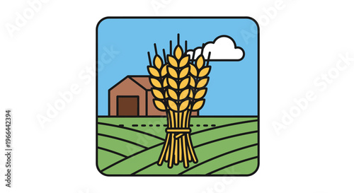 Bundle of golden wheat ears.