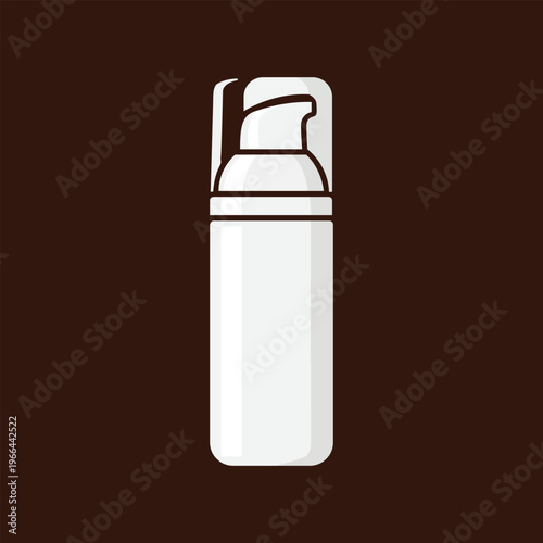 White plastic bottle with flip cap on dark brown background white bottle packaging