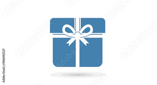 Blue gift box with white ribbon.