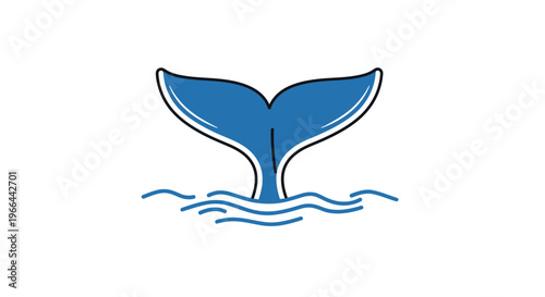 Blue Whale Tail in Water.