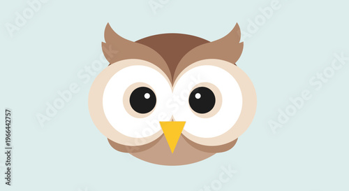Brown cartoon owl face closeup.