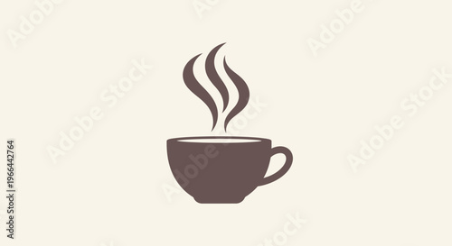 Brown coffee cup with steam rising.