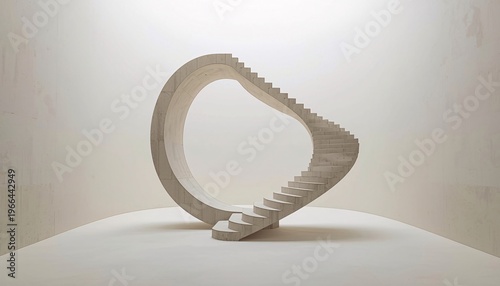 Infinite staircase looping in empty space, surreal geometry and paradox concept