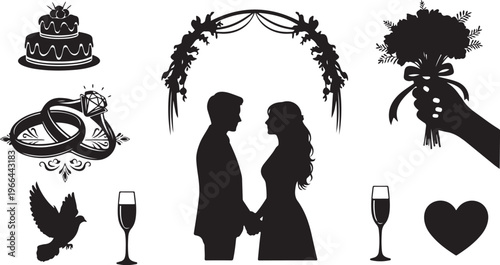 Wedding Silhouette Icons for Planning and Decoration Ideas