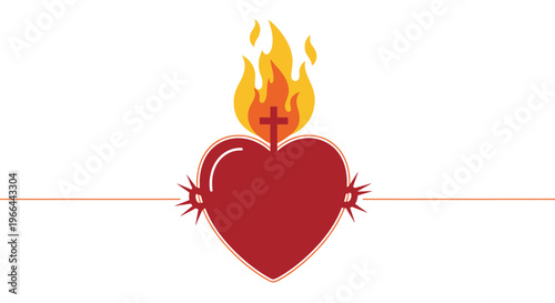 Heart with flame and nails through it.