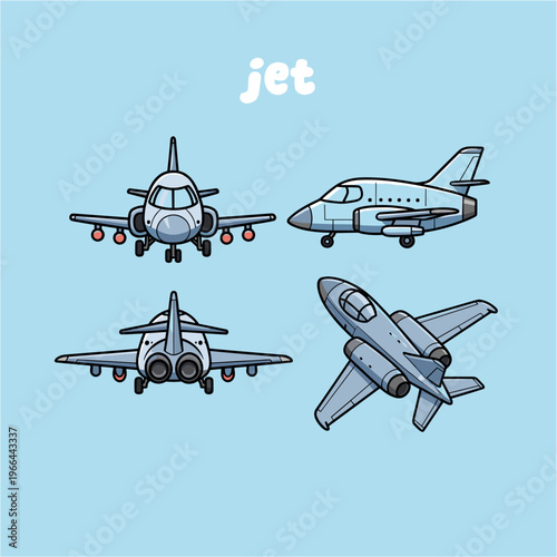 cute jet mascot four blue and white images