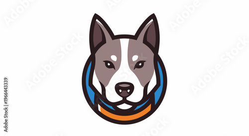 Illustration of a pit bull head.